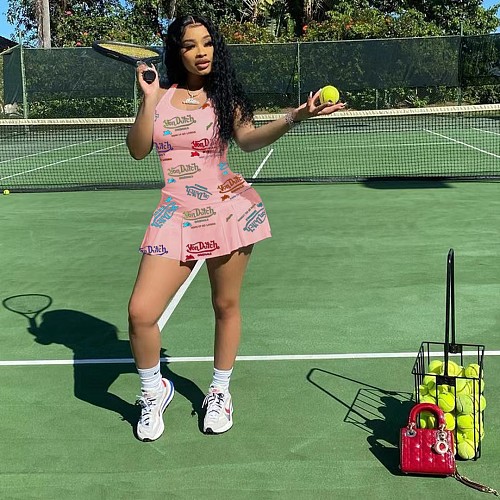 Letter Print Sleeveless Sportswear Tennis Dresses OQ-0159