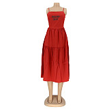 Summer Spaghetti Strap Pleated A Line Maxi Dresses OQ-0160