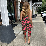 Camo Print Spaghetti Strap Loose Casual Jumpsuit FSX-278
