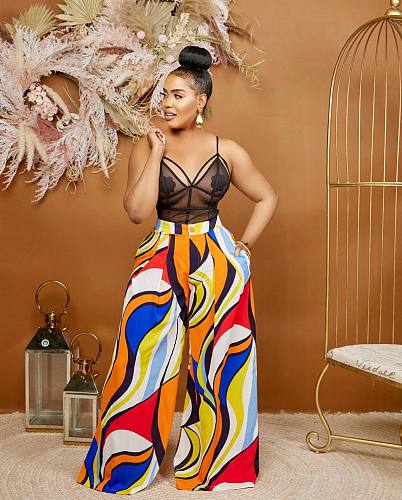 Abstract Printing Loose High Waist Wide Leg Pants BGN-288