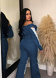 Ripped Holes High Waist Straight Leg Jean Pants MEM-88493