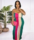 Striped Strapless Mid Waist Wide Leg Jumpsuit ORY-5251