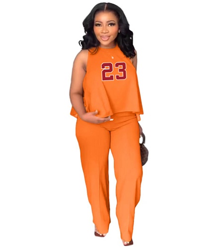 Summer Loose Sleeveless Two Piece Pants Set XING-295