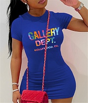 Letter Print Short Sleeve Bodycon Plus Size Dresses DN-8050G23