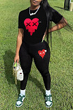 Short Sleeve T Shirts Leggings 2 Piece Pants Set DN-8000A21