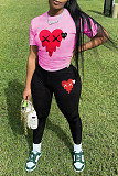 Short Sleeve T Shirts Leggings 2 Piece Pants Set DN-8000A21