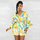 V Neck Print Lace Up Summer Rompers YF-10517