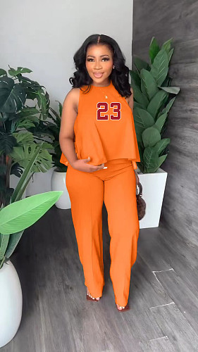 Summer Loose Sleeveless Two Piece Pants Set XING-295