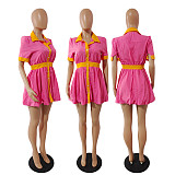 Short Sleeve Lapel Single-breasted Shirt Dresses DY-6917