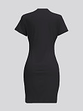 Letter Print Short Sleeve Bodycon Plus Size Dresses DN-8050G23