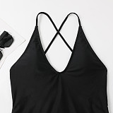 Sexy Solid Backless Bandage One Piece Swimsuit TL2339