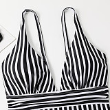 Striped Deep V Backless One Piece Swimsuits TL2327