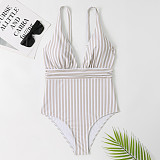 Striped Deep V Backless One Piece Swimsuits TL2327