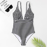 Striped Deep V Backless One Piece Swimsuits TL2327