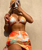 Tie Dye Print Halter Bandage 4 Piece Bikini Sets TL2320