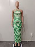 Sexy Print Backless Spaghetti Strap Maxi Dress BN-9433