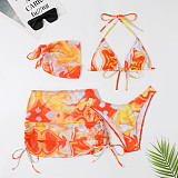 Tie Dye Print Halter Bandage 4 Piece Bikini Sets TL2320