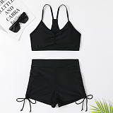 High Waist Swimwear Drawstring Shorts Bikinis Suit TL2328