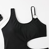 Solid Color Hollow Out High Waist One Piece Swimsuits TL2329