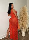 Handmade Knitted Hollow out Sequin Split Beach Dress CM-8685