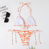 Striped Halter Bandage Two Piece Bikini Sets F17