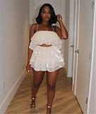 Organza Solid Color Ruffle Two Piece Skirt Sets BN-9434