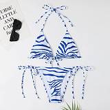 Striped Halter Bandage Two Piece Bikini Sets F17