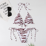Striped Halter Bandage Two Piece Bikini Sets F17