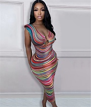Digital Printed Sleeveless Skinny Sexy Dresses ORY-5253