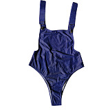 Stripe Print Beachwear High Waist One Piece Swimsuit C10
