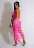 Knitting Halter Backless High Slit Sexy Dresses TR-1264