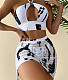 Tie Dye Print Beach Bikini Cover Up 3 Piece Sets L22025