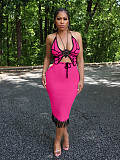 Knitted Crochet Butterfly Top Fringe Tassel Skirt Sets ZS-0285