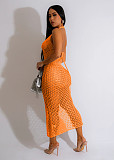 Knitting Halter Backless High Slit Sexy Dresses TR-1264