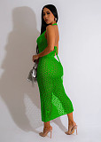 Knitting Halter Backless High Slit Sexy Dresses TR-1264