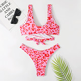 Leopard Print Cross Bandage 2 Piece Bikini Sets TL2204