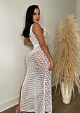 Sexy Knitted Crochet Sequin High Slit Maxi Dresses TR-1265
