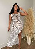 Sexy Knitted Crochet Sequin High Slit Maxi Dresses TR-1265