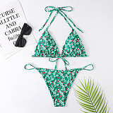 Floral Print Halter Bandage Sexy 2 Piece Bikini Sets F22
