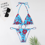 Floral Print Swimsuit Bandage Two Piece Bikini Sets F18