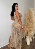 Sexy Knitted Crochet Sequin High Slit Maxi Dresses TR-1265