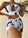 Tie Dye Print Beach Bikini Cover Up 3 Piece Sets L22025
