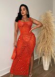 Sexy Knitted Crochet Sequin High Slit Maxi Dresses TR-1265