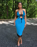 Knitted Crochet Butterfly Top Fringe Tassel Skirt Sets ZS-0285