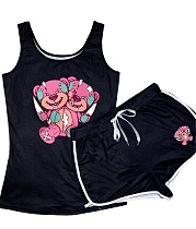 Cartoon Print Homewear Two Piece Shorts Set SHD-9417