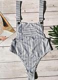 Stripe Print Beachwear High Waist One Piece Swimsuit C10