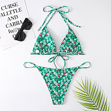 Floral Print Halter Bandage Sexy 2 Piece Bikini Sets F22