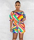 Geometric Printing Slash Neck Loose Romper XMY-9415