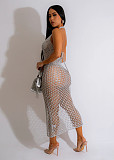 Knitting Halter Backless High Slit Sexy Dresses TR-1264