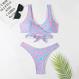 Leopard Print Cross Bandage 2 Piece Bikini Sets TL2204
